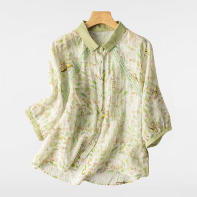 NICOLE | LONG SLEEVED CASUAL LINEN BLOUSE