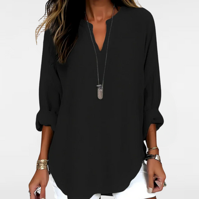 YAHNA | CLASSIC LONG SLEEVE V-NECK TOP