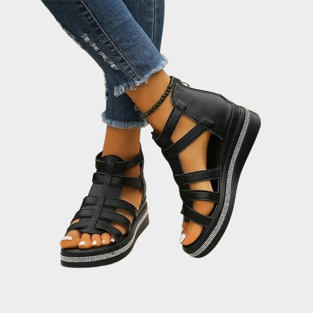 RENEE | STYLISH RHINESTONE WEDGE SANDALS