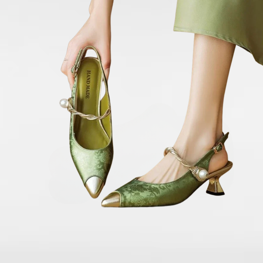 ASTRID | PEARL EMBELLISHED SLINGBACK HEELS