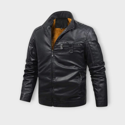 Fleece-Lined Retro Leather Jacket