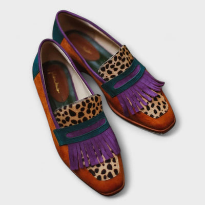 Fallon | Brown Loafers with Leopard Print