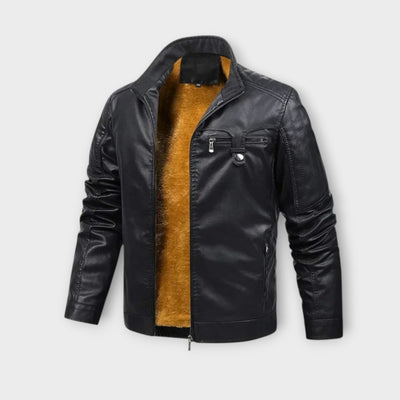 Fleece-Lined Retro Leather Jacket