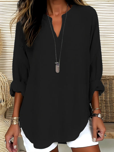 YAHNA | CLASSIC LONG SLEEVE V-NECK TOP