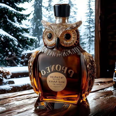 Majestic Owl Sculpted Glass Whiskey Bottle
