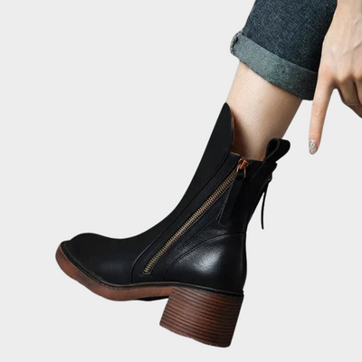 Gabriella | Comfortable Leather Ankle Heeled Boots