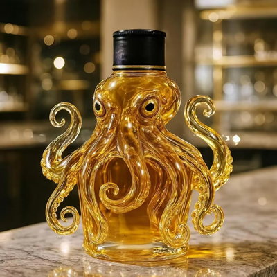 Regal Octopus Sculpted Glass Whiskey Bottle