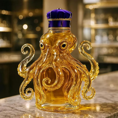 Regal Octopus Sculpted Glass Whiskey Bottle