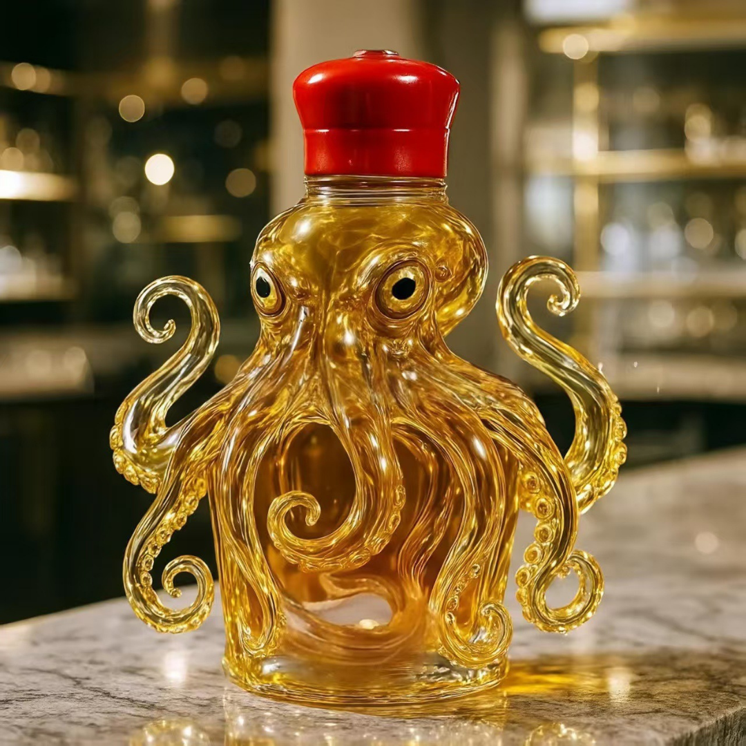 Regal Octopus Sculpted Glass Whiskey Bottle