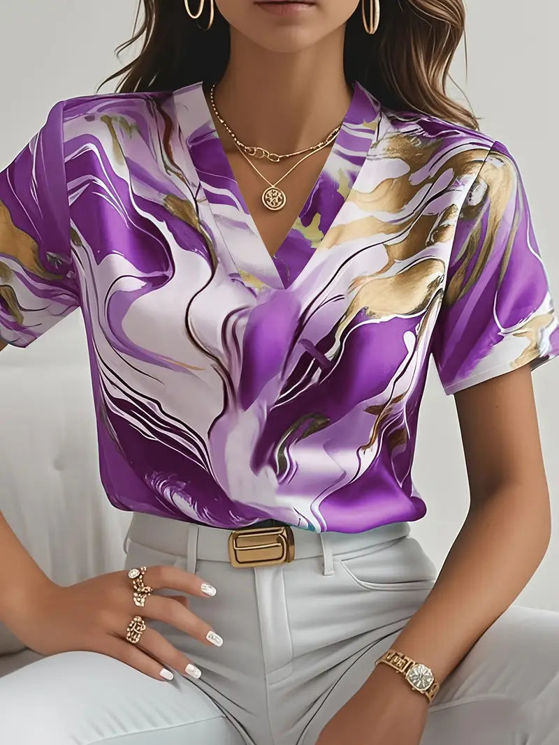 XYRIEL | STYLISH MARBLE PRINT BLOUSE