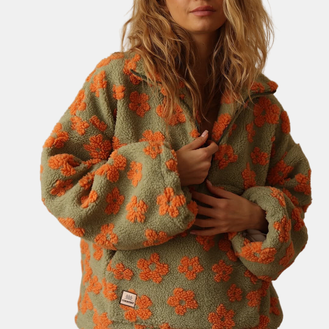 Ivy | Long Sleeve Floral Fleece Sweater