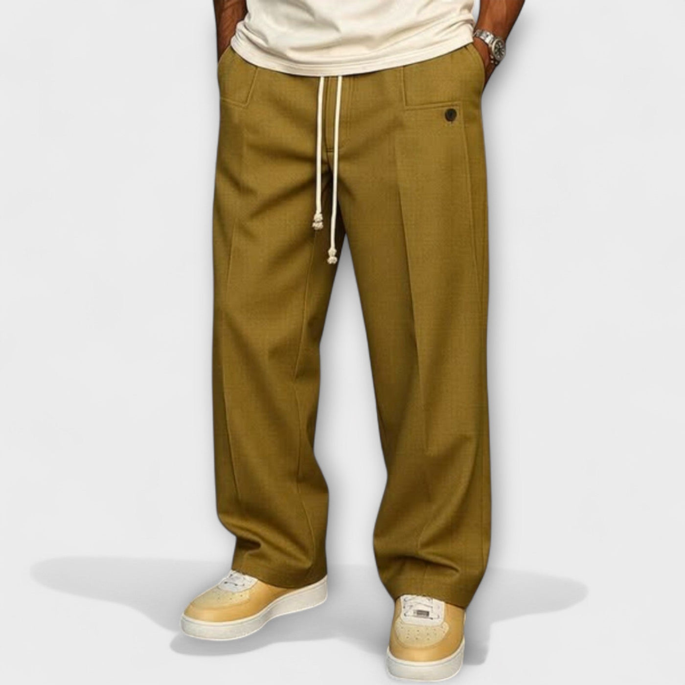 Elegant pants with urban drawstring