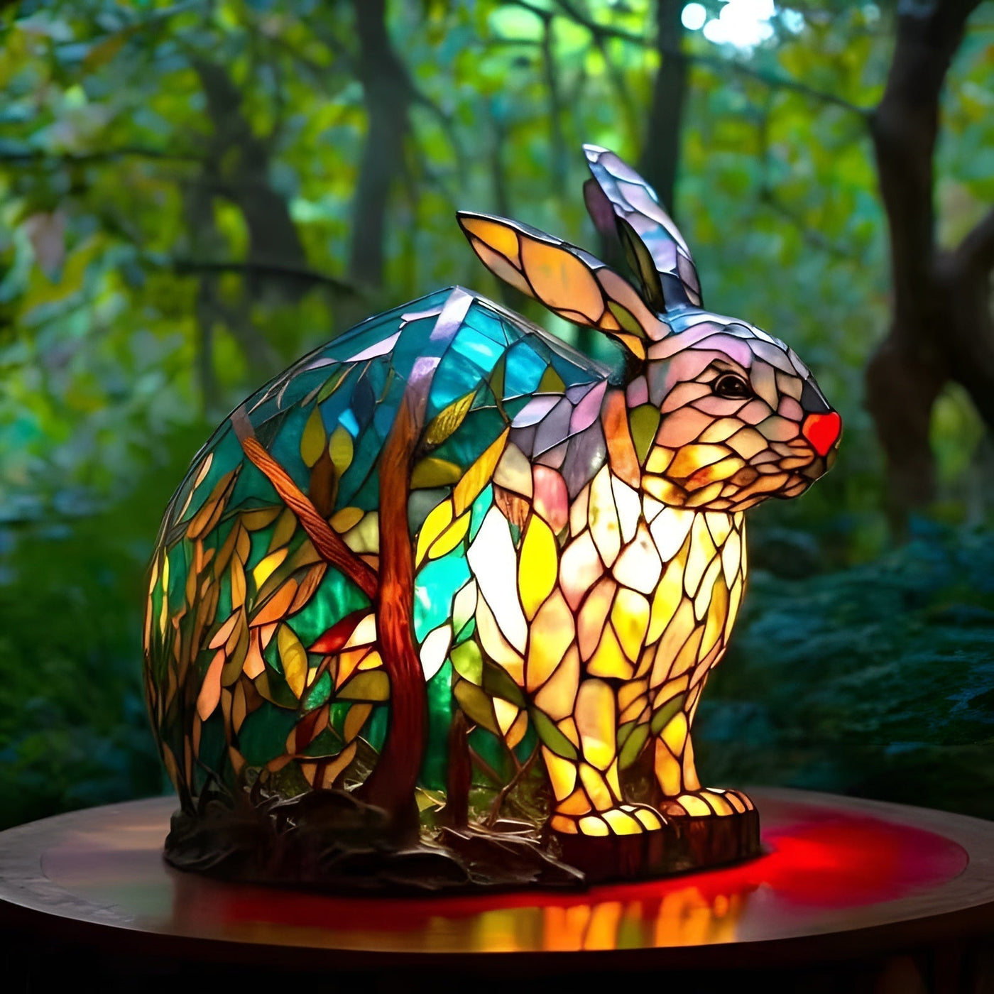 Pinpin – Lampe lapin en verre coloré magique
