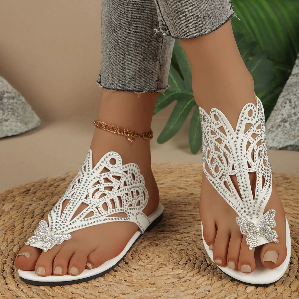 EVELYN | SEQUIENCED BUTTERFLY SANDALS