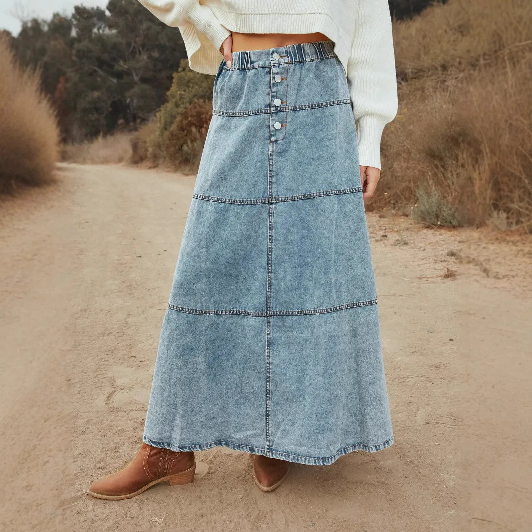 HAILEY | BOHEMINA LONG DENIM SKIRT