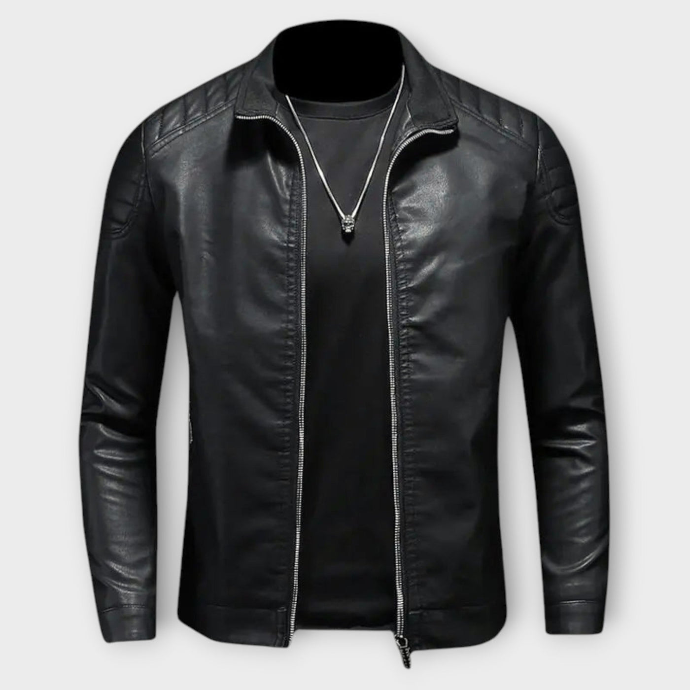 High Collar Leather Jacket