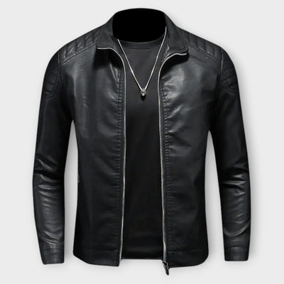 High Collar Leather Jacket