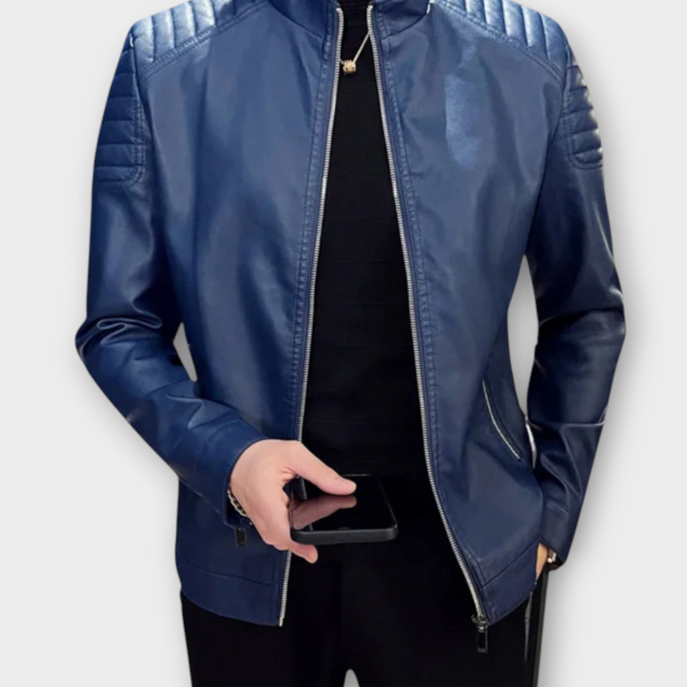 High Collar Leather Jacket