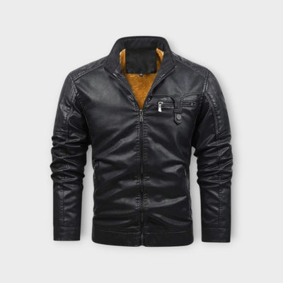 Fleece-Lined Retro Leather Jacket