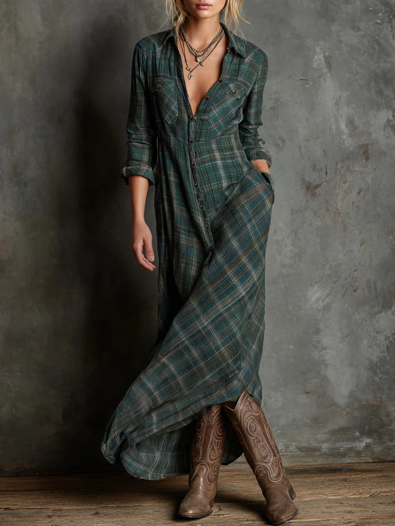 Haven | Plaid Maxi Shirt Dress