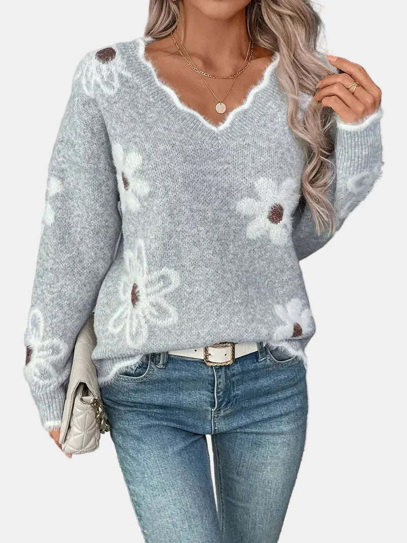 Charlotte | Timeless V-Neck Floral Sweater