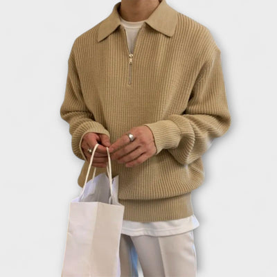 Elegant Cotton Polo Sweater
