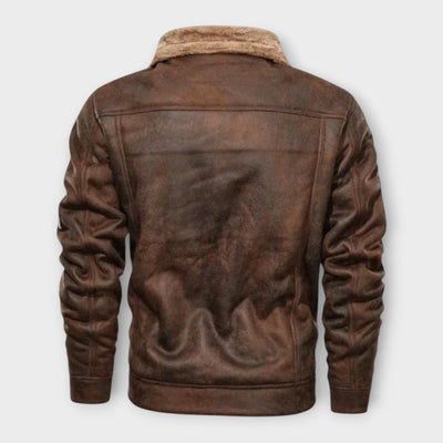 Elegant and Warm Fleece Leather Jacket