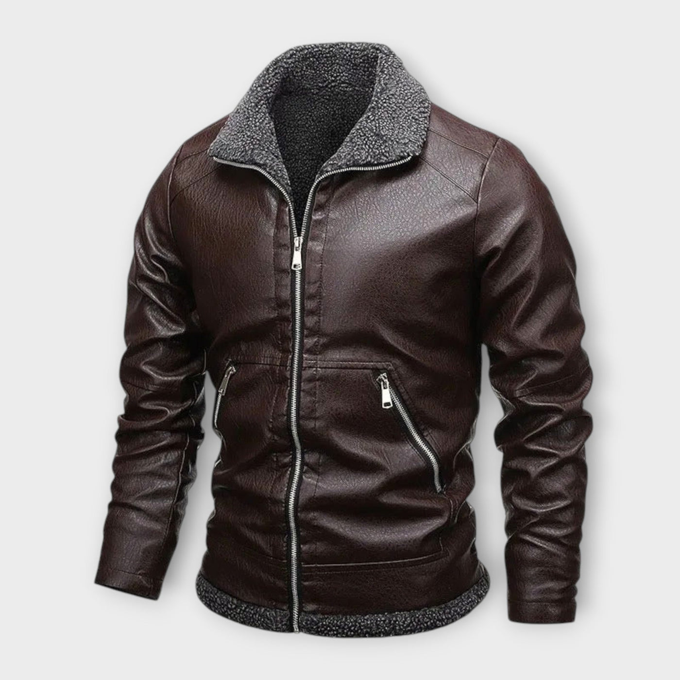 Elegant Leather and Fleece Jacket