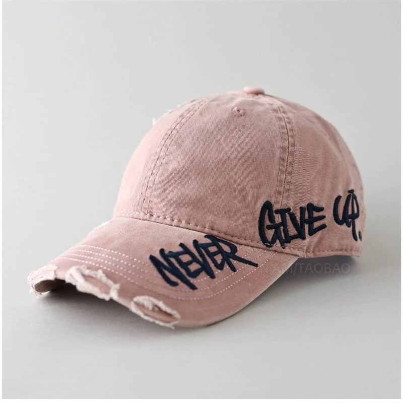 Never Give Up Distressed Cap