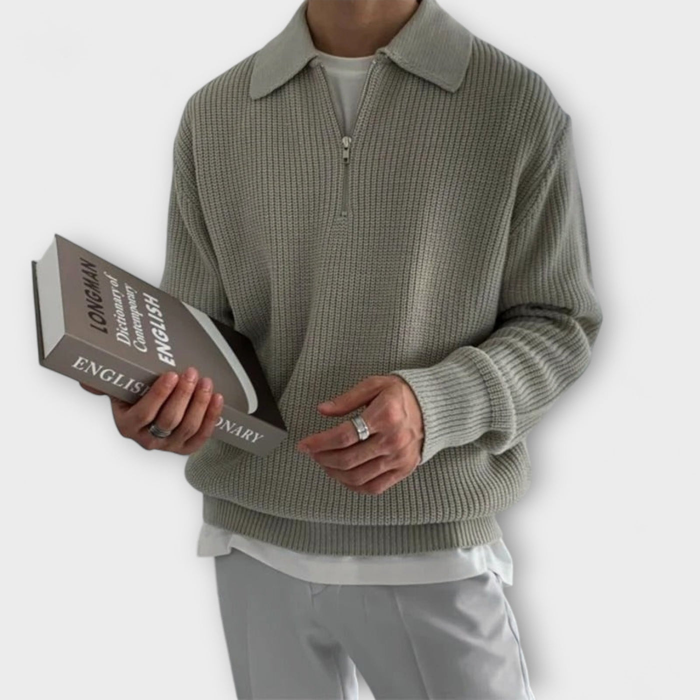 Elegant Cotton Polo Sweater